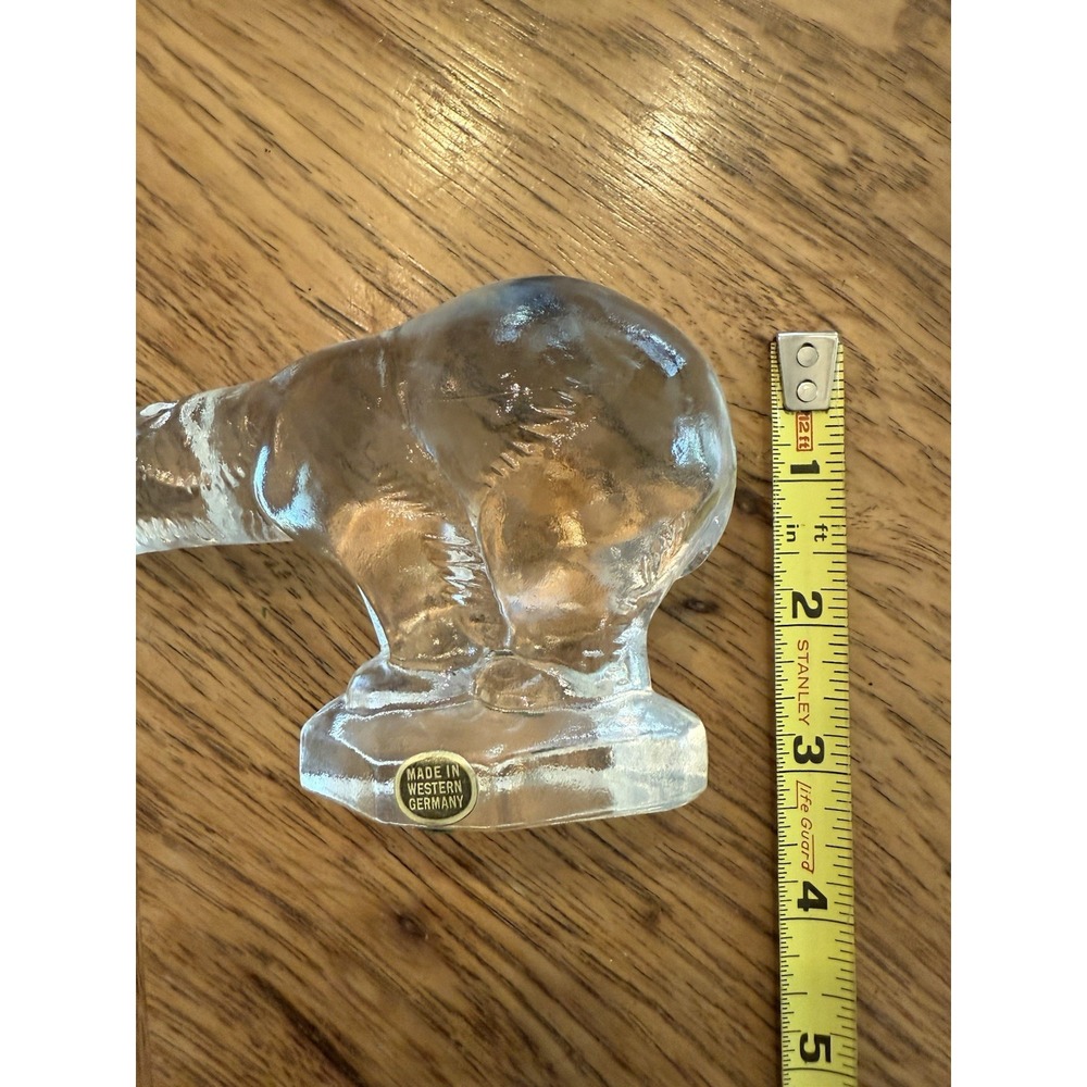 Vtg Clear Glass‎ Polar Bear Paper Weight Figurine Made In West Germany